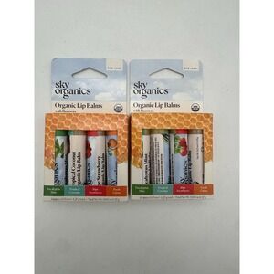 2 Packs of 4: Sky Organics Organic Lip Balm Mint Coconut Strawberry Citrus